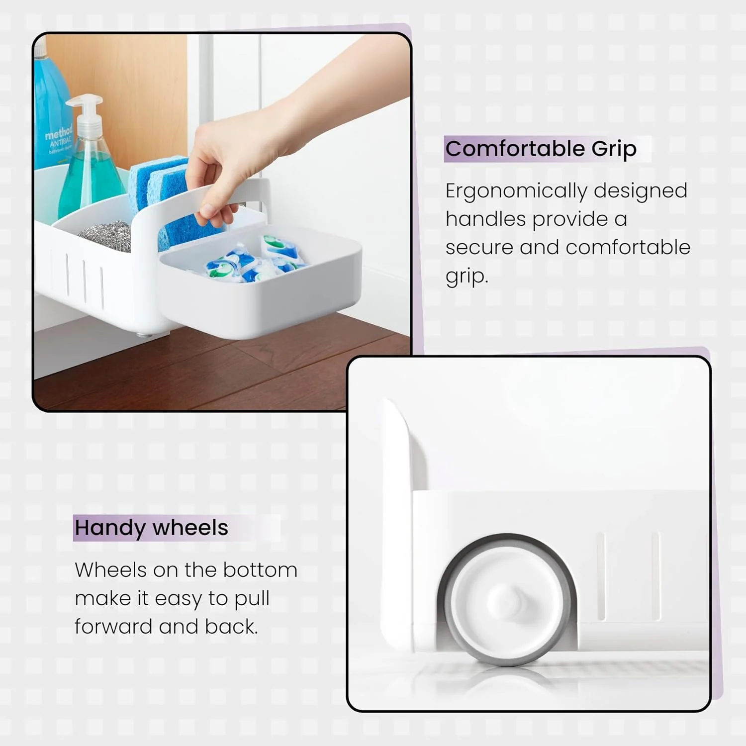 Adjustable Compartments Rolling Storage Organizer - Image 8