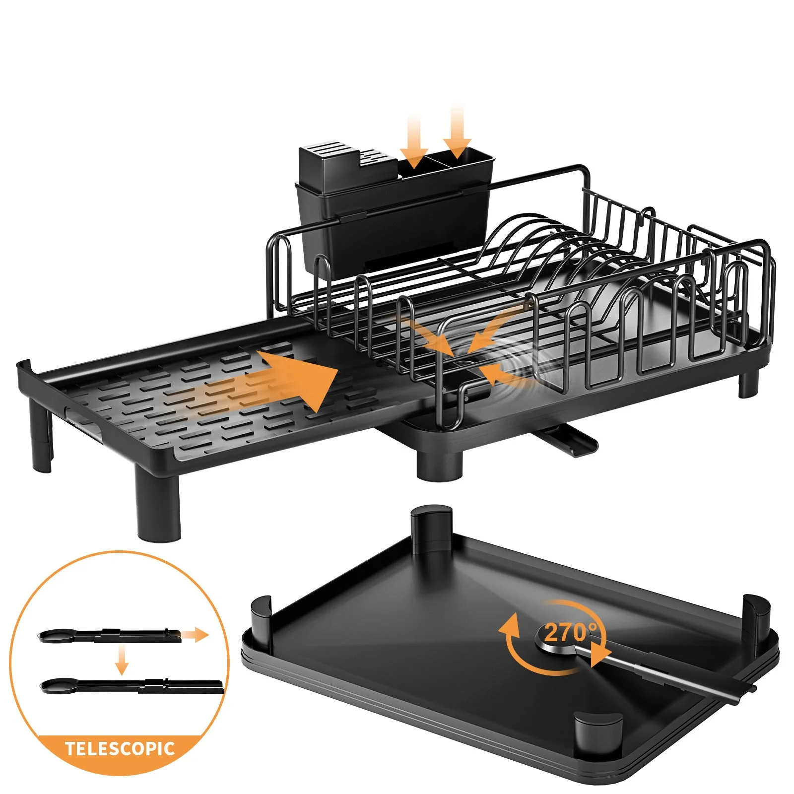 Adjustable Double-Layer Bowl Rack with Drainer (40cm) - Image 7