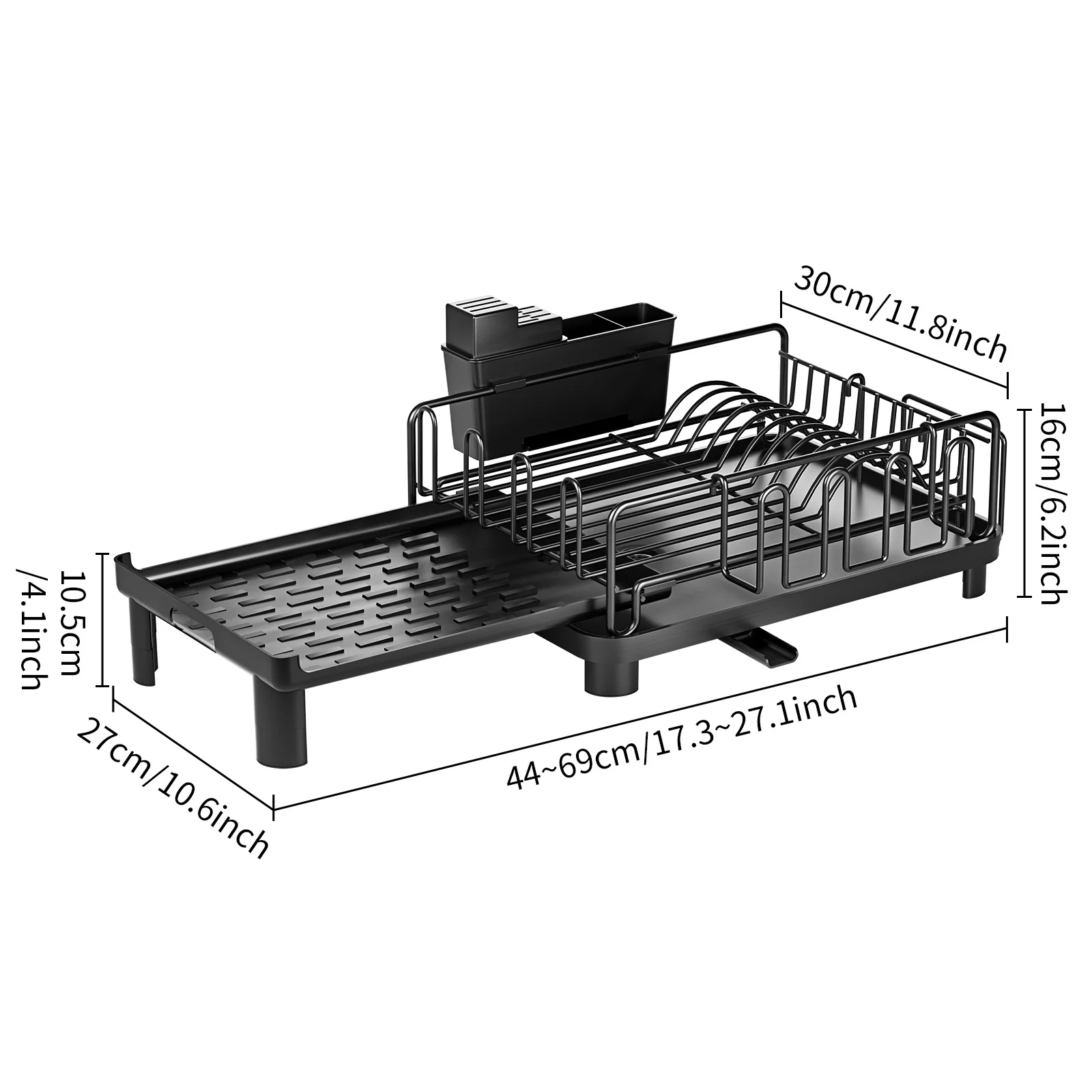 Adjustable Double-Layer Bowl Rack with Drainer (40cm) - Image 8