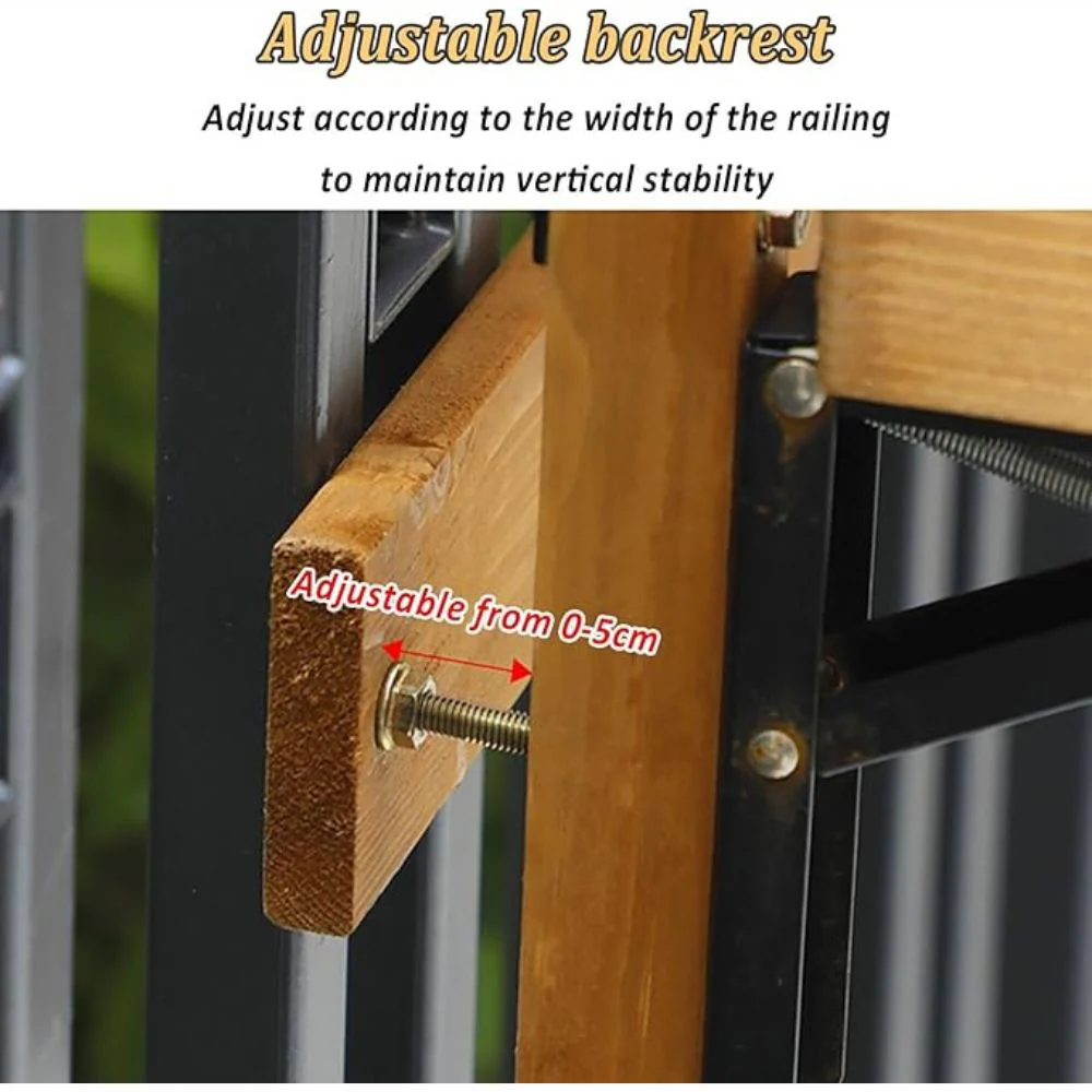 Adjustable Hanging Balcony Coffee and Flower Table - Image 5