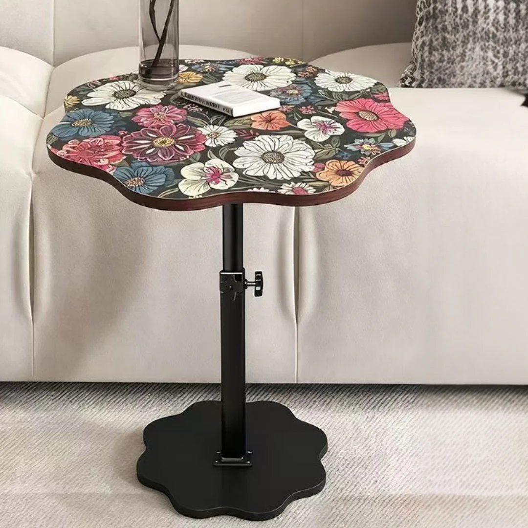 Adjustable Height Metal  Floral Design Side Table - Image 2