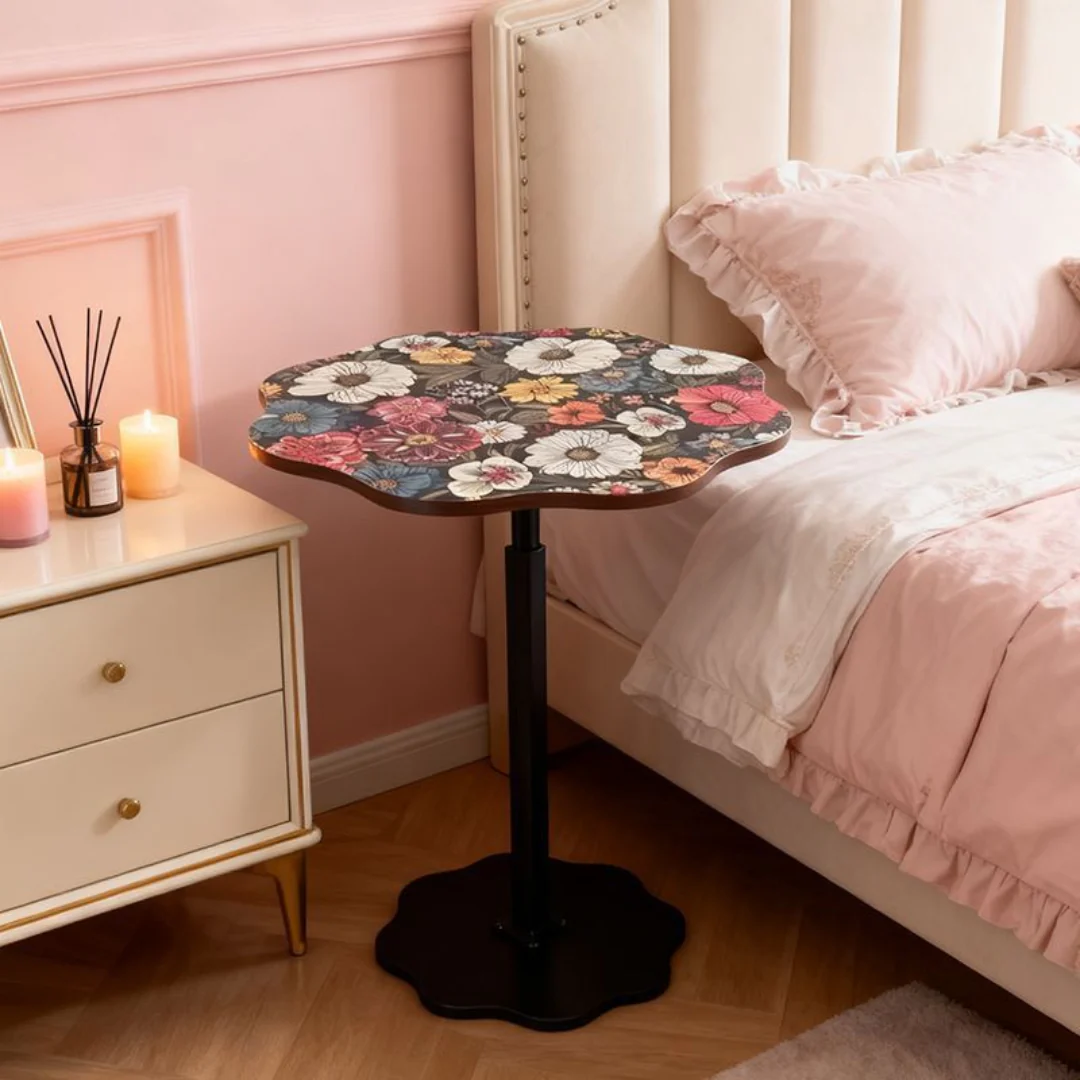 Adjustable Height Metal  Floral Design Side Table - Image 4