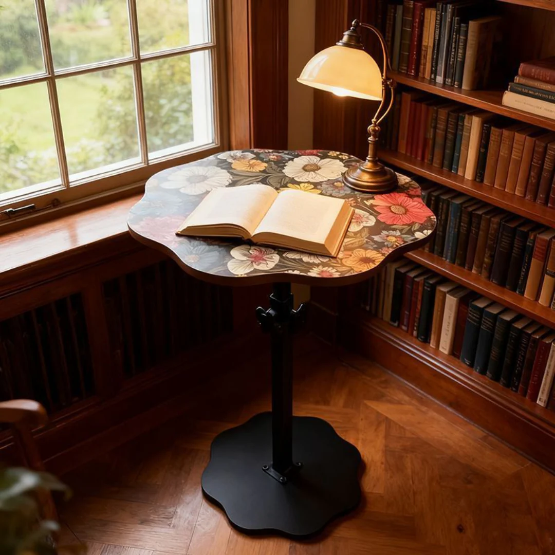 Adjustable Height Metal  Floral Design Side Table - Image 5