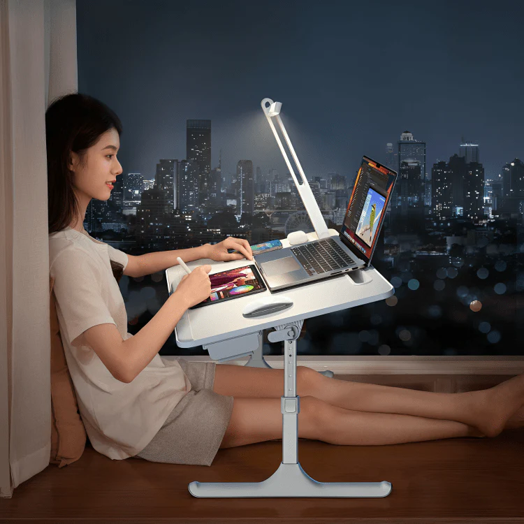 Adjustable Laptop Bed Desk with LED Lamp & Foldable Design (60cm) - Image 5