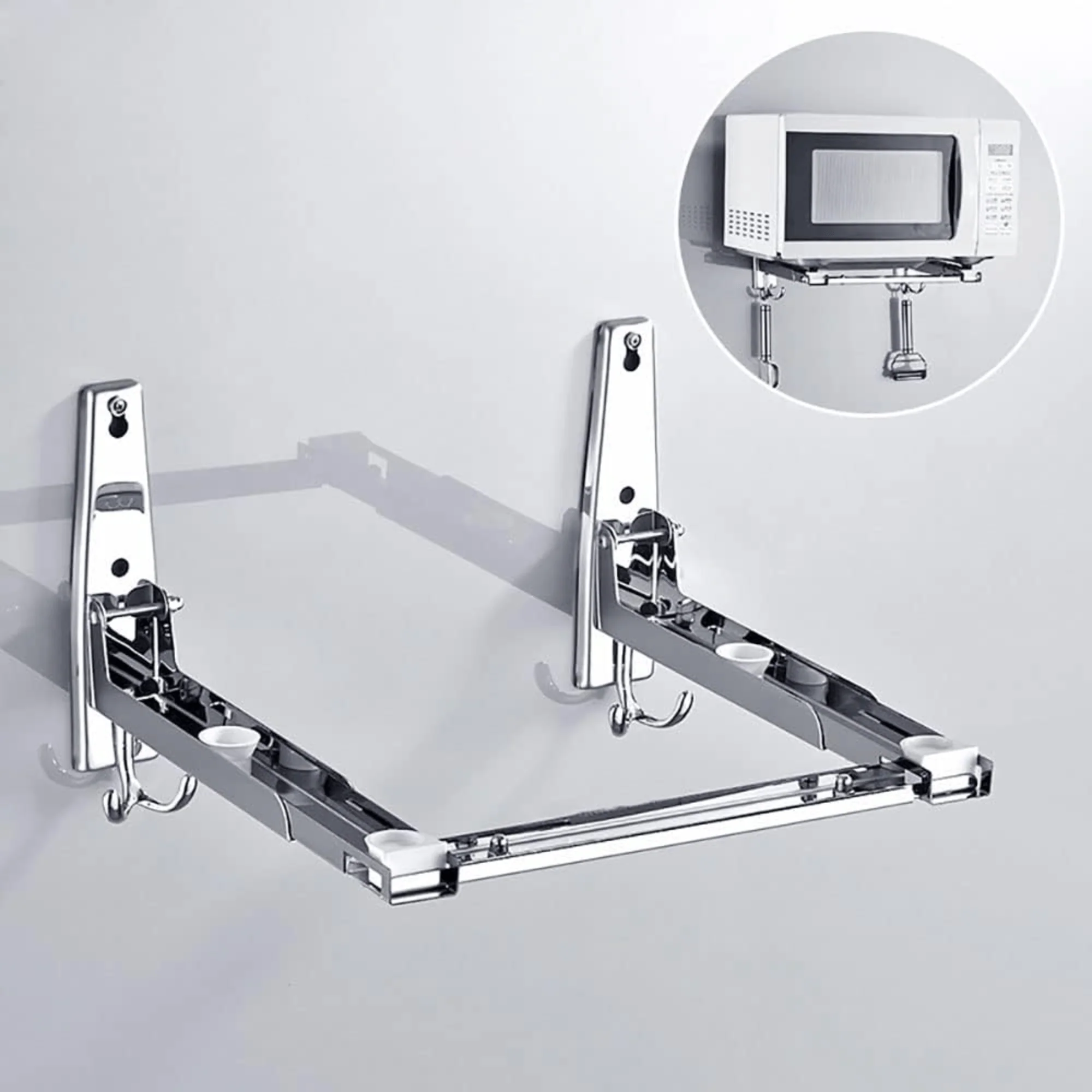 Adjustable Wall-Mounted Stainless Steel Microwave Oven Rack Shelf - Image 3