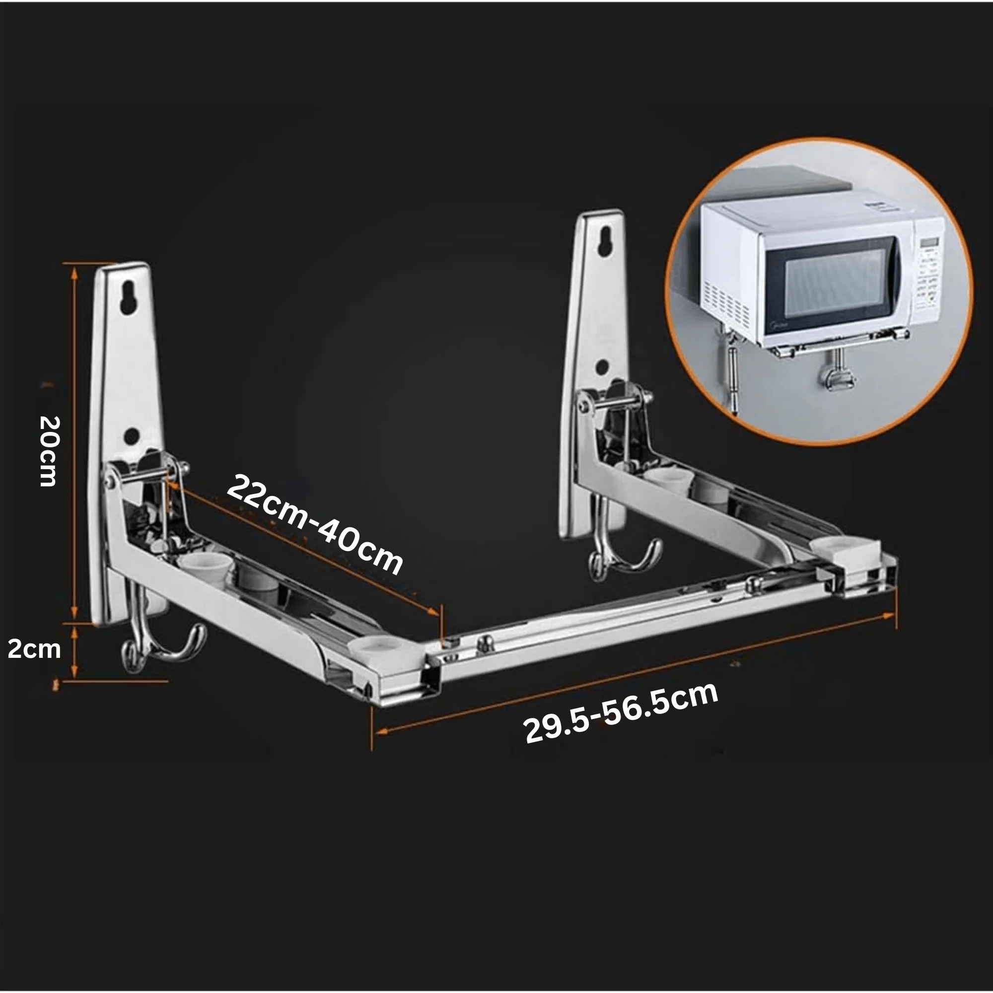 Adjustable Wall-Mounted Stainless Steel Microwave Oven Rack Shelf - Image 6