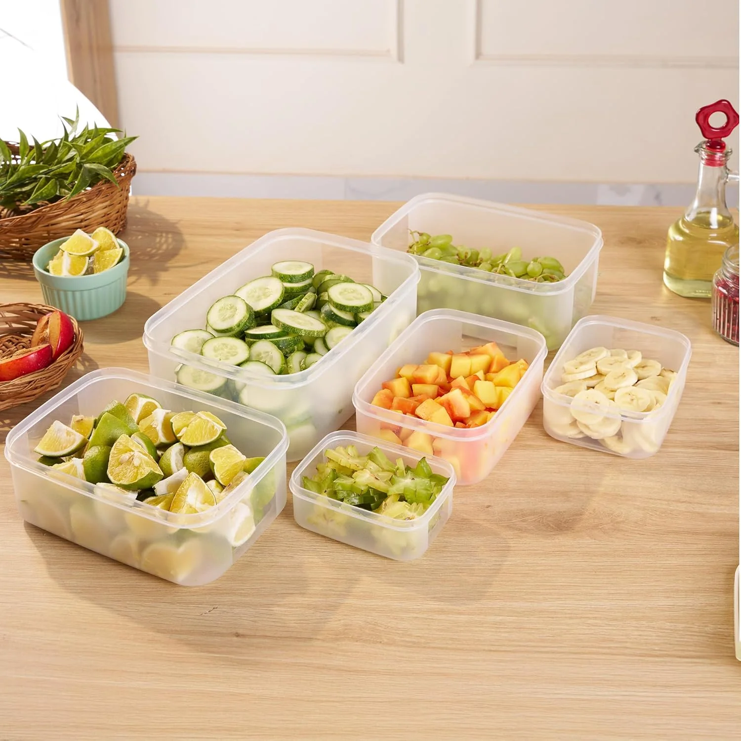 Airtight & Stackable Rectangular Food Storage Containers, Set of 6 - Image 3