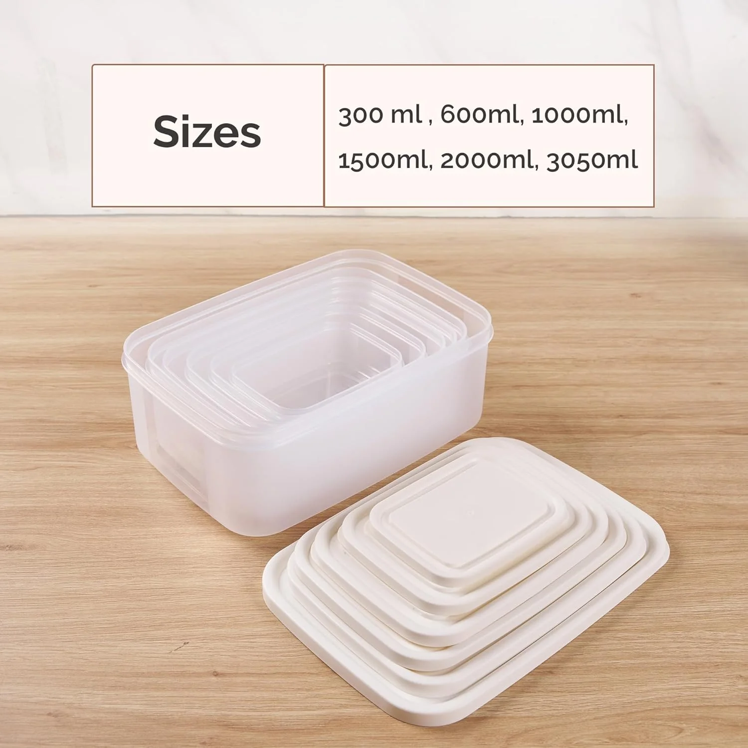 Airtight & Stackable Rectangular Food Storage Containers, Set of 6 - Image 8
