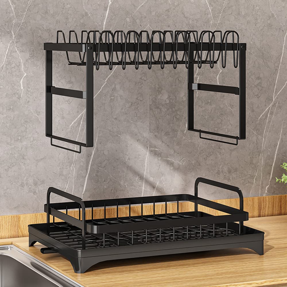 2 Tier Dish Drain Rack with Draining Outlet - Image 5
