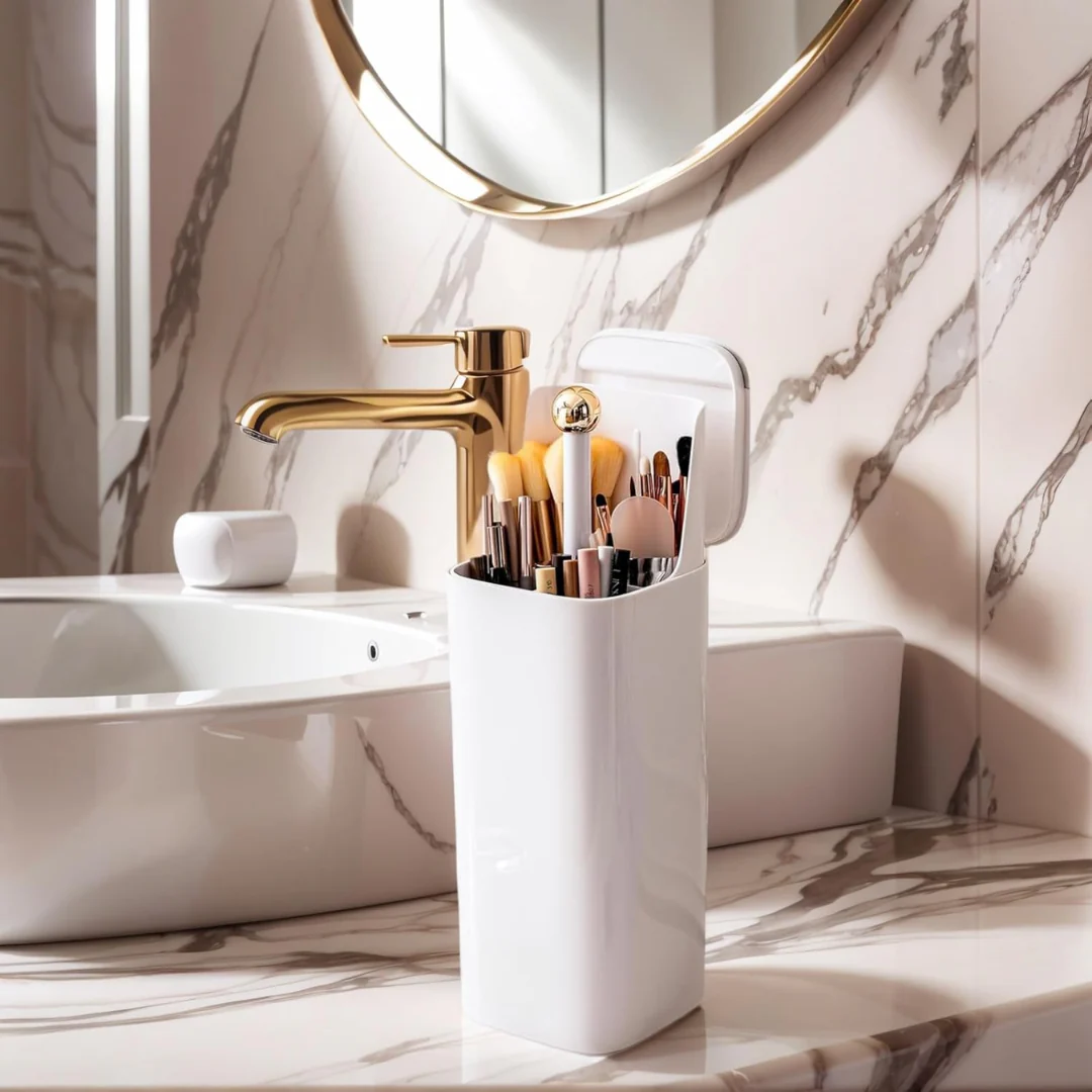 Automatic Lifting Makeup Brush Bucket with Lid - Image 3