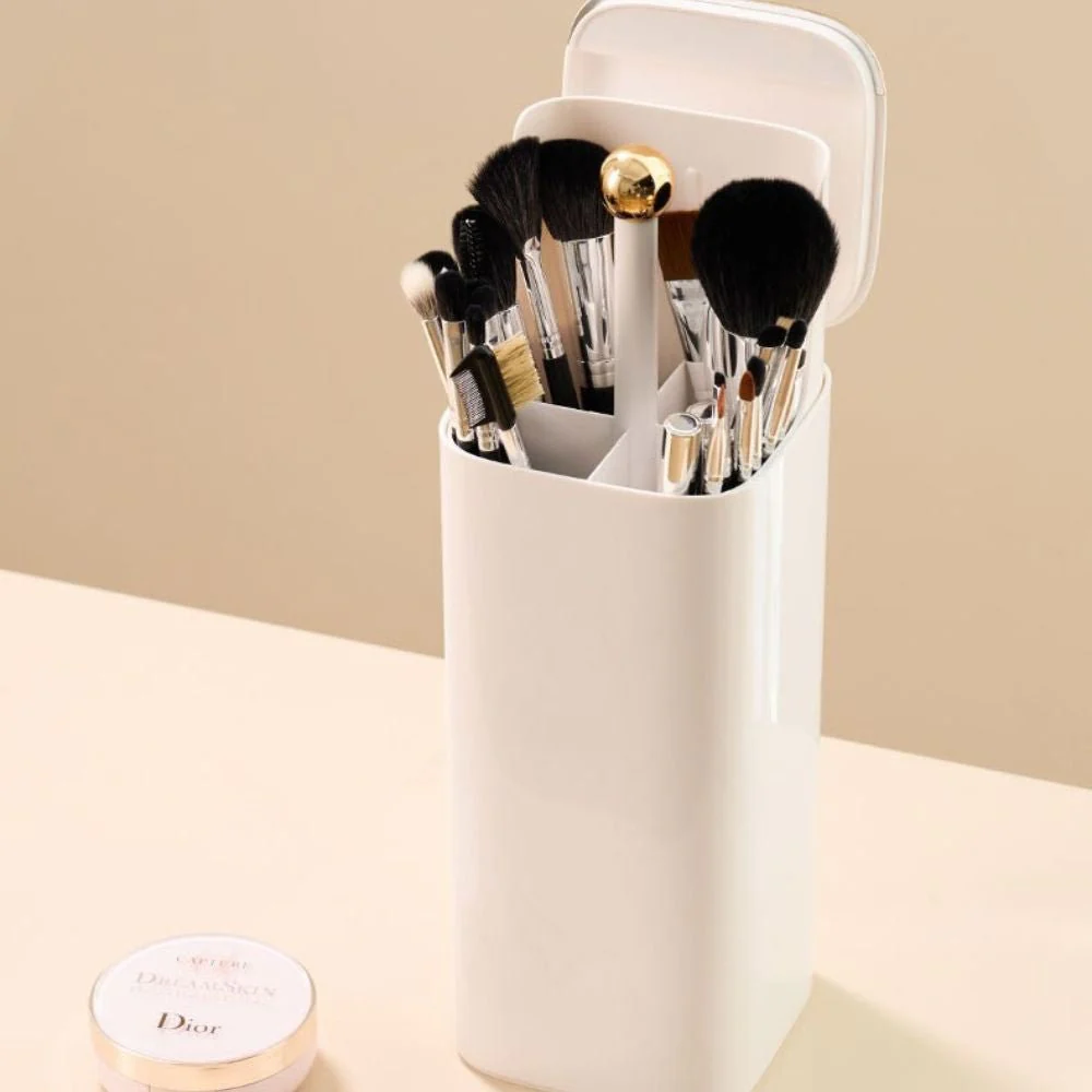 Automatic Lifting Makeup Brush Bucket with Lid - Image 4