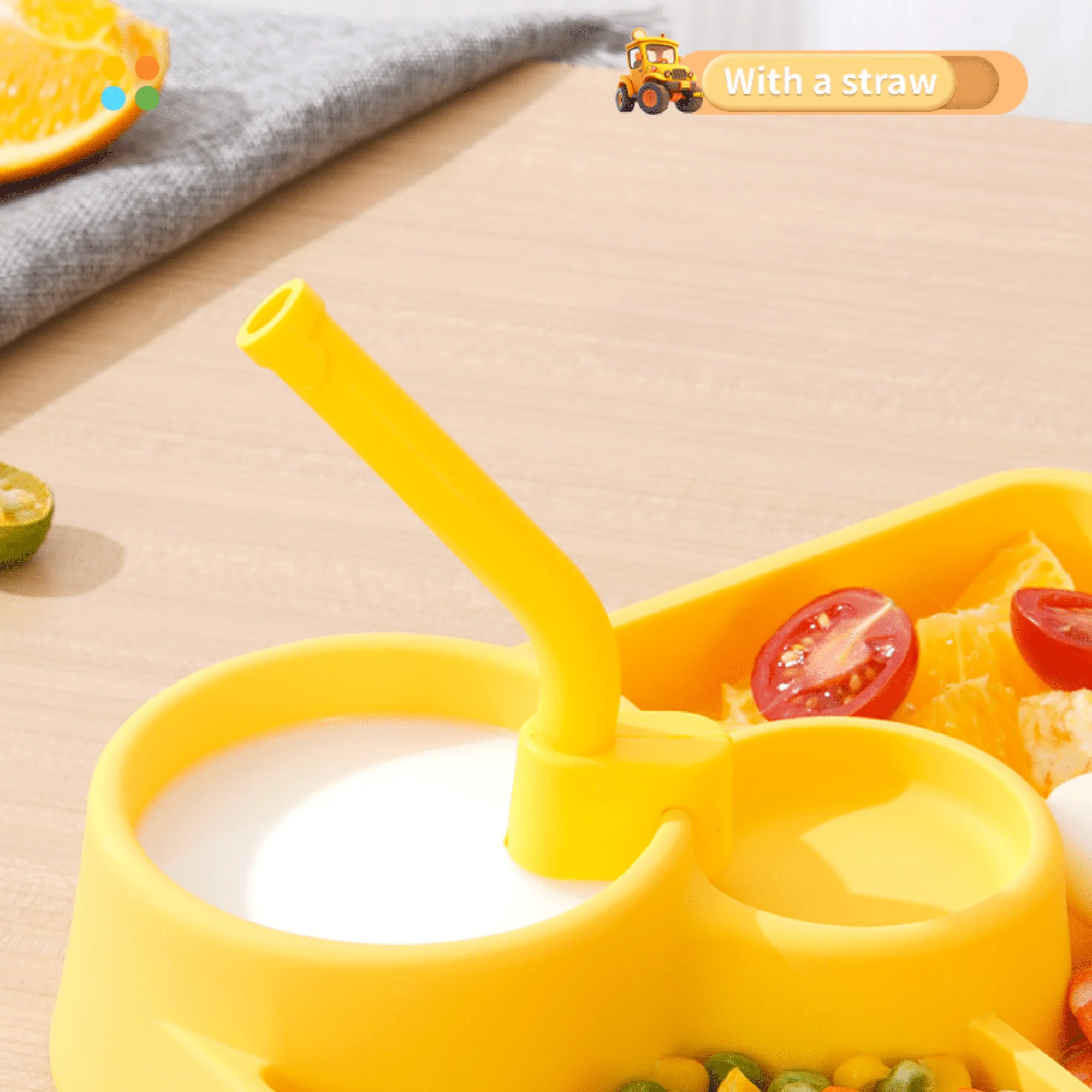 Baby Feeding Construction Themed Dinnerware Plate with Tractor Utensils - Image 4