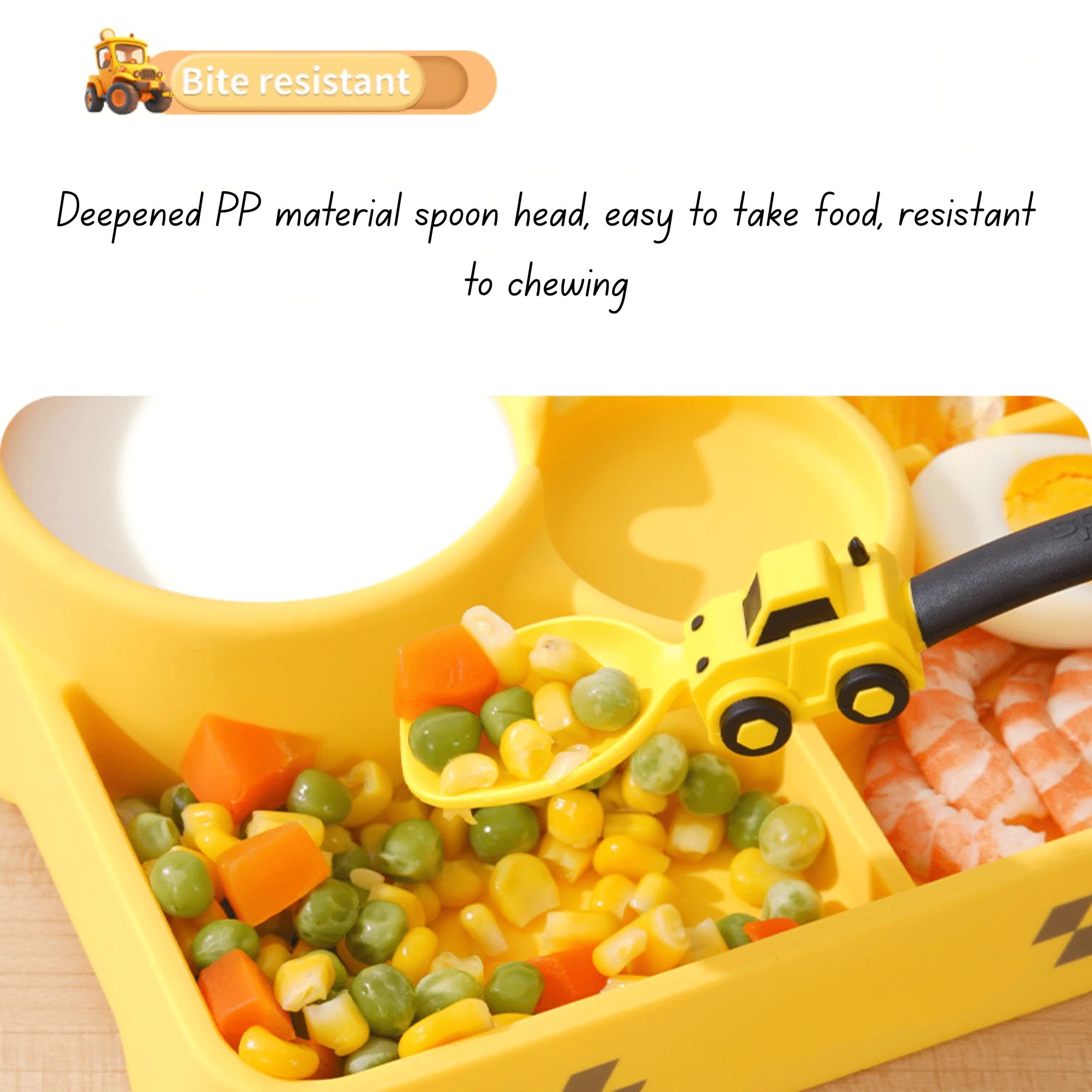 Baby Feeding Construction Themed Dinnerware Plate with Tractor Utensils - Image 5