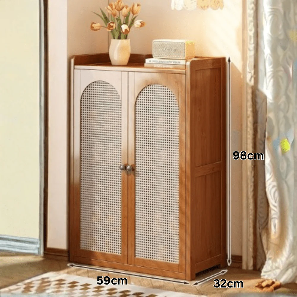 Compact Bamboo Shoe Storage Cabinet With Enclosed Side Panels - Image 11