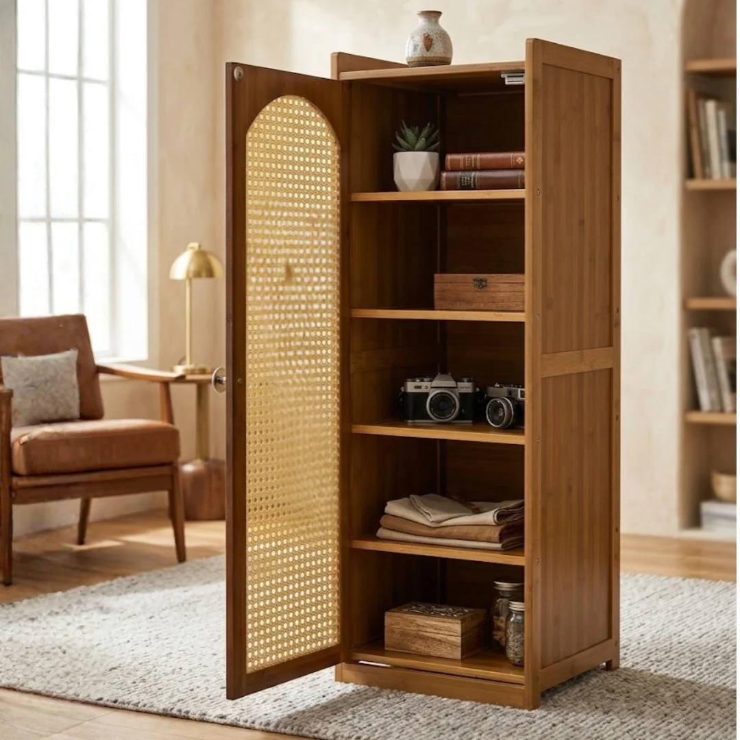 Compact Bamboo Shoe Storage Cabinet With Enclosed Side Panels - Image 4