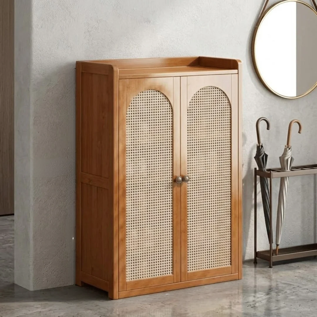 Compact Bamboo Shoe Storage Cabinet With Enclosed Side Panels - Image 5