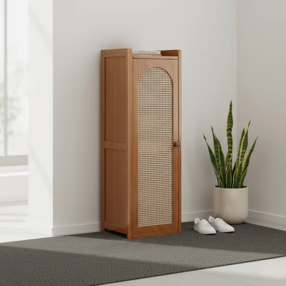 Compact Bamboo Shoe Storage Cabinet With Enclosed Side Panels - Image 8