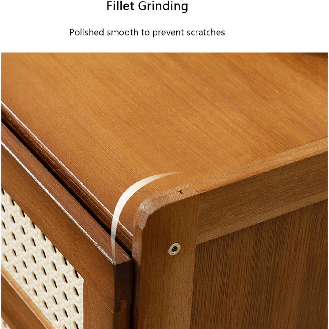 Bamboo Wood Storage Organizer with Imitation Rattan Cabinet (42cm) - Image 4