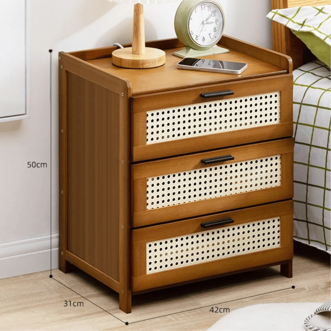Bamboo Wood Storage Organizer with Imitation Rattan Cabinet (42cm) - Image 6