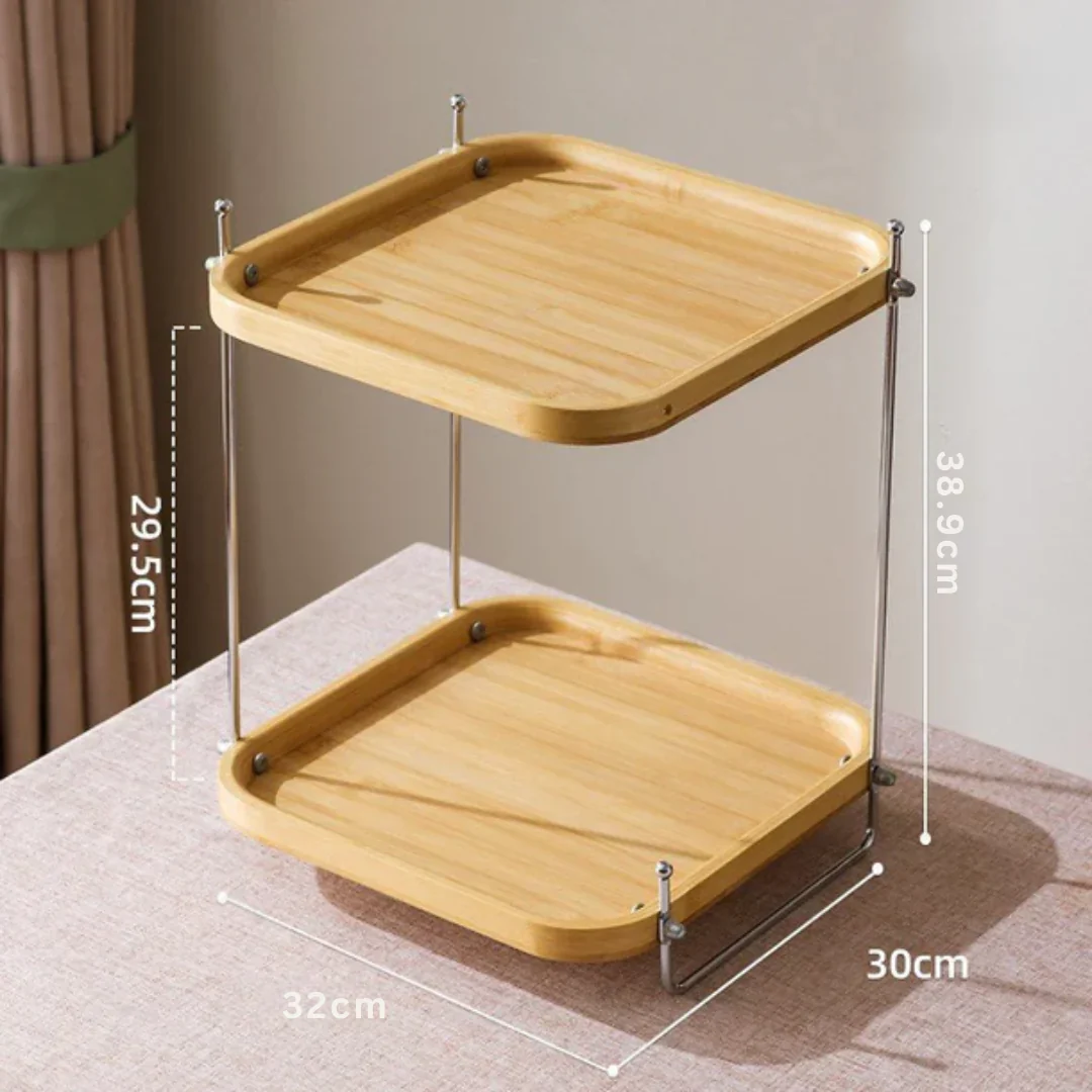 Bamboo Wood Two-Tier Tea Organizer Rack - Image 7