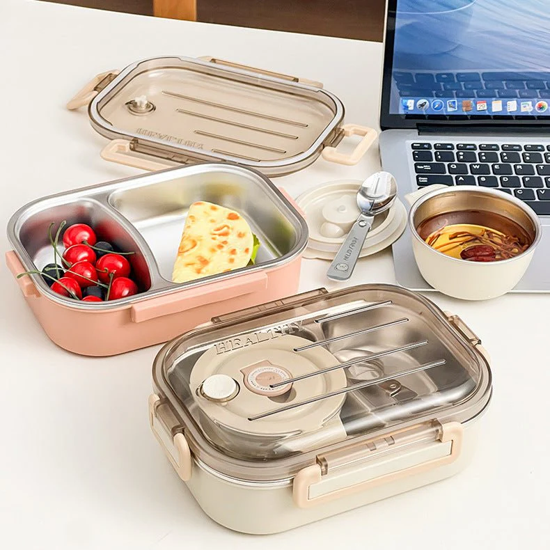 Bento Stainless Steel Lunch Set With Bowl and Cutlery(900 ml) - Image 2