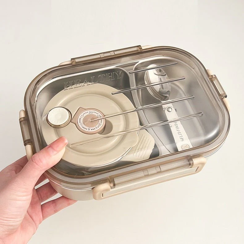 Bento Stainless Steel Lunch Set With Bowl and Cutlery(900 ml) - Image 4