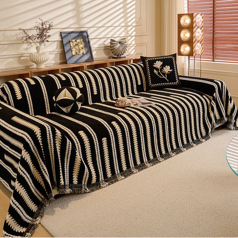 Black Elegance Chenille Sofa Cover : [EM-SC-47] - Image 3