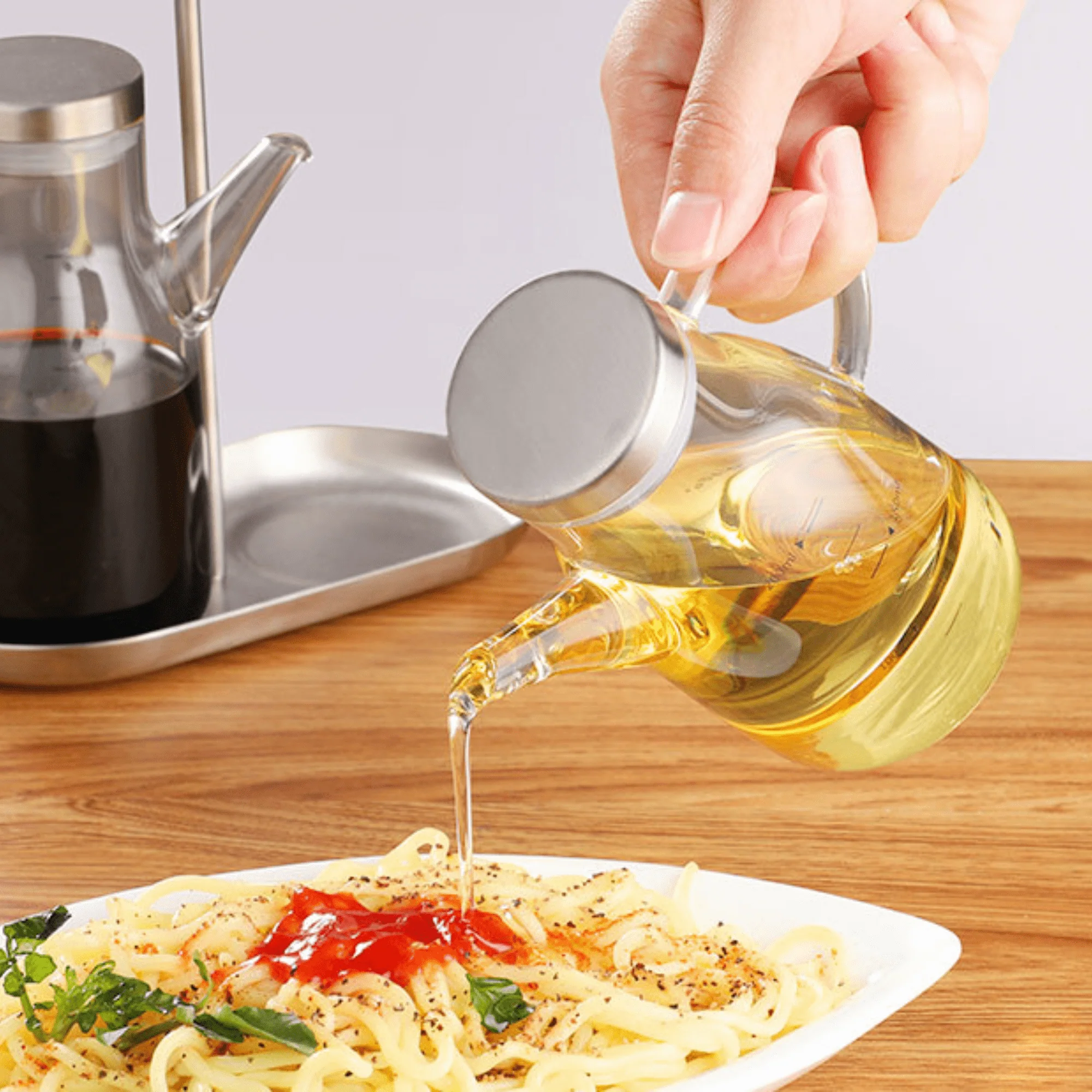 Borosilicate Seasoning Oil Dispenser with Stand Set of 2 (200ml Each) - Image 4