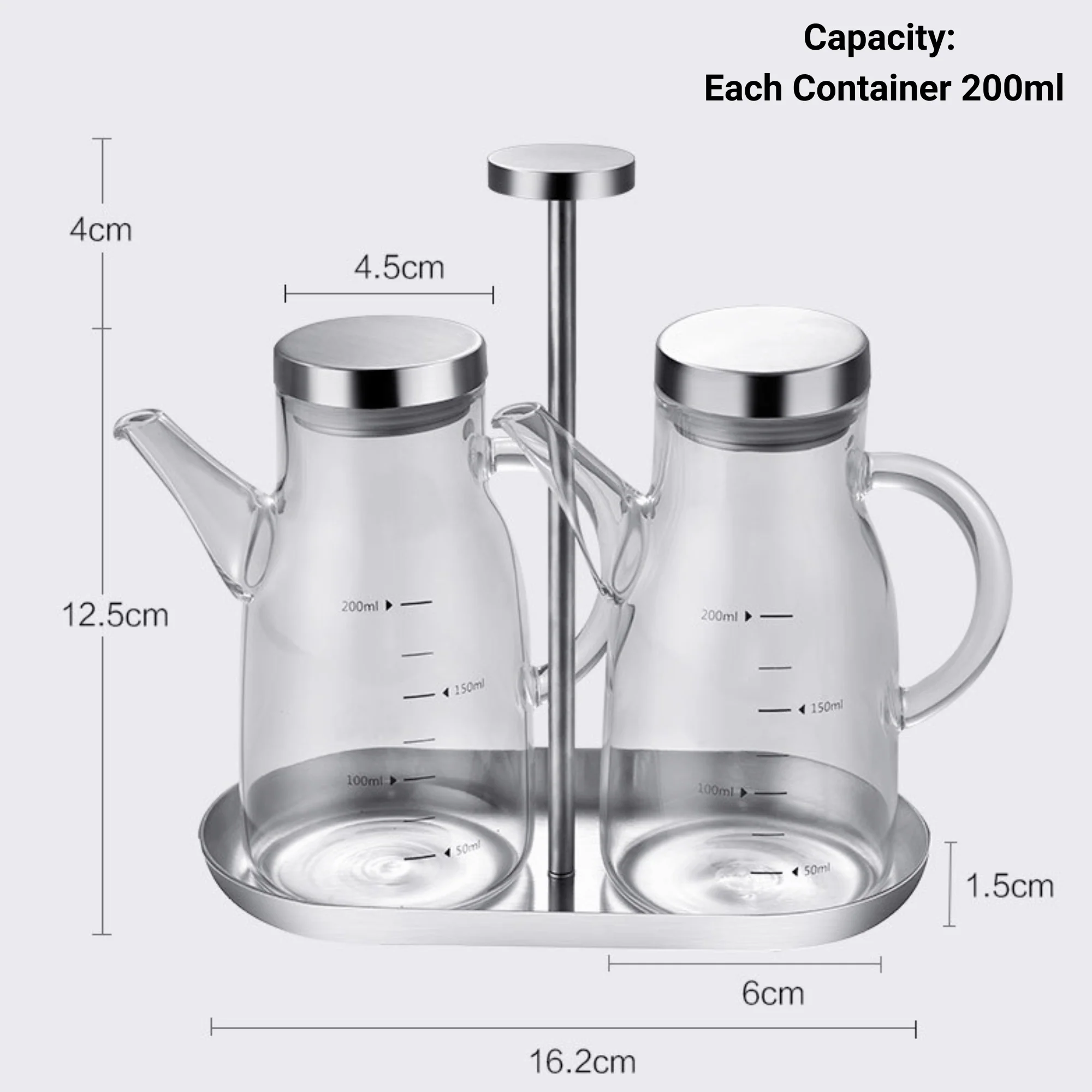 Borosilicate Seasoning Oil Dispenser with Stand Set of 2 (200ml Each) - Image 7