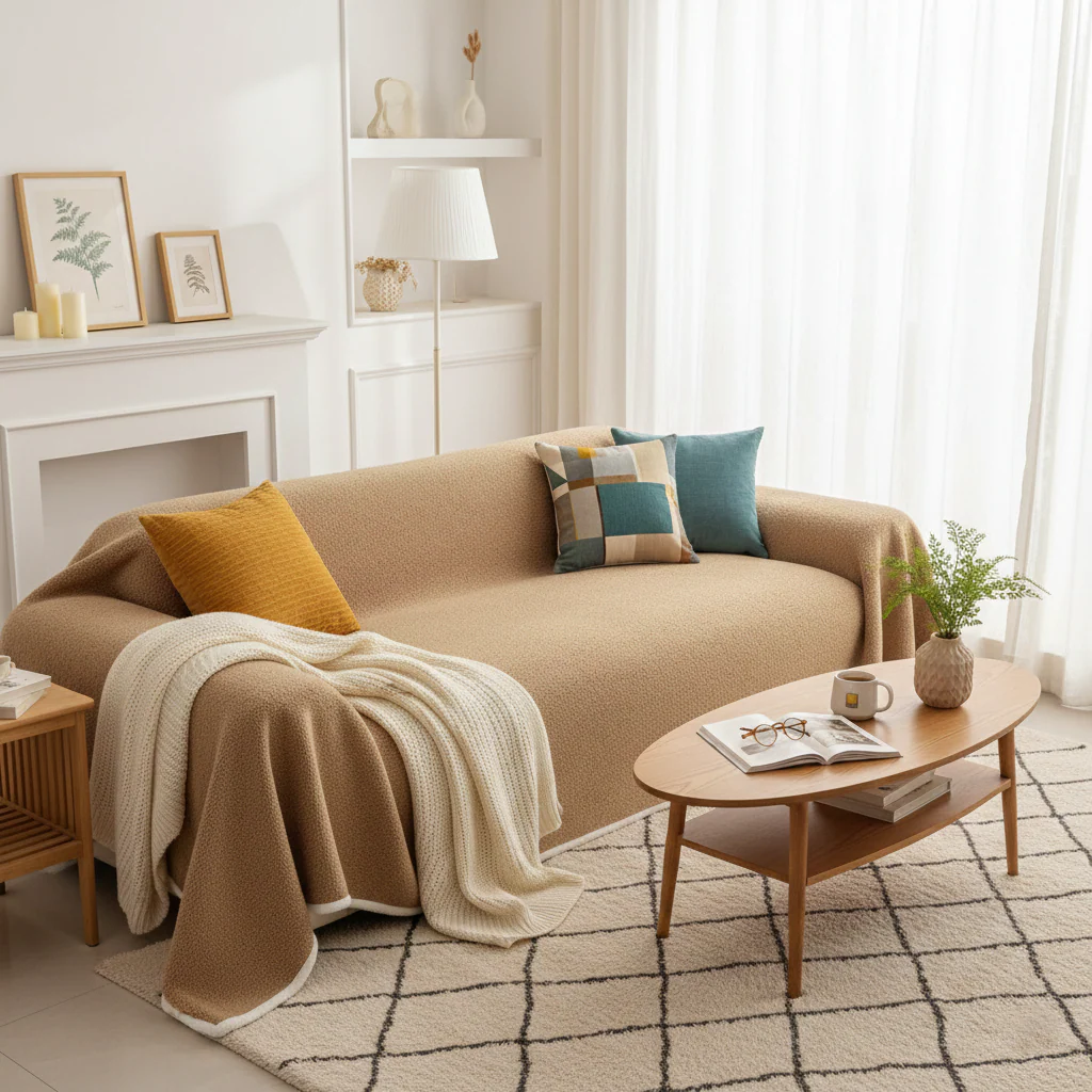 Brown Elegance Chenille Sofa Cover : [EM-SC-44] - Image 2
