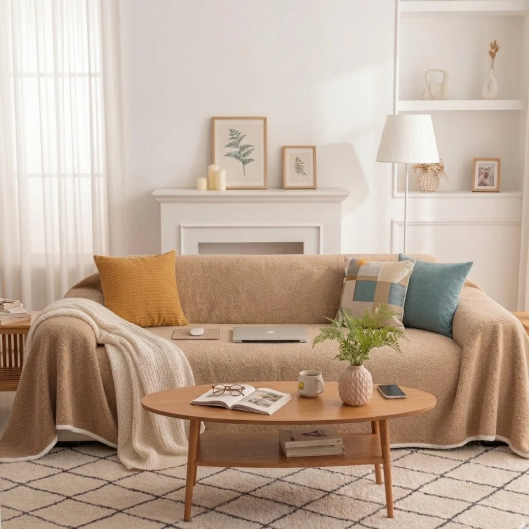 Brown Elegance Chenille Sofa Cover : [EM-SC-44] - Image 4