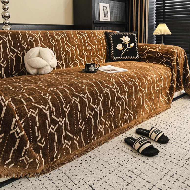 Brown Elegance Chenille Sofa Cover : [EM-SC-46] - Image 2