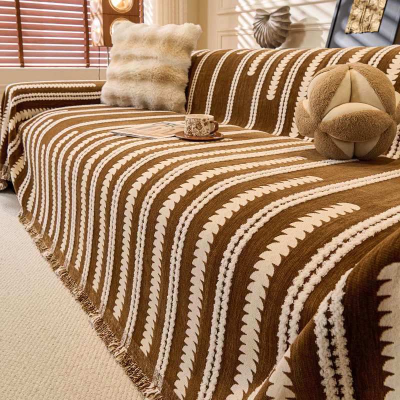 Brown Elegance Chenille Sofa Cover : [EM-SC-47] - Image 3