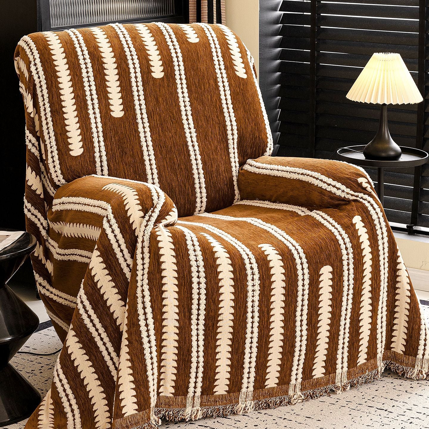 Brown Elegance Chenille Sofa Cover : [EM-SC-47] - Image 4