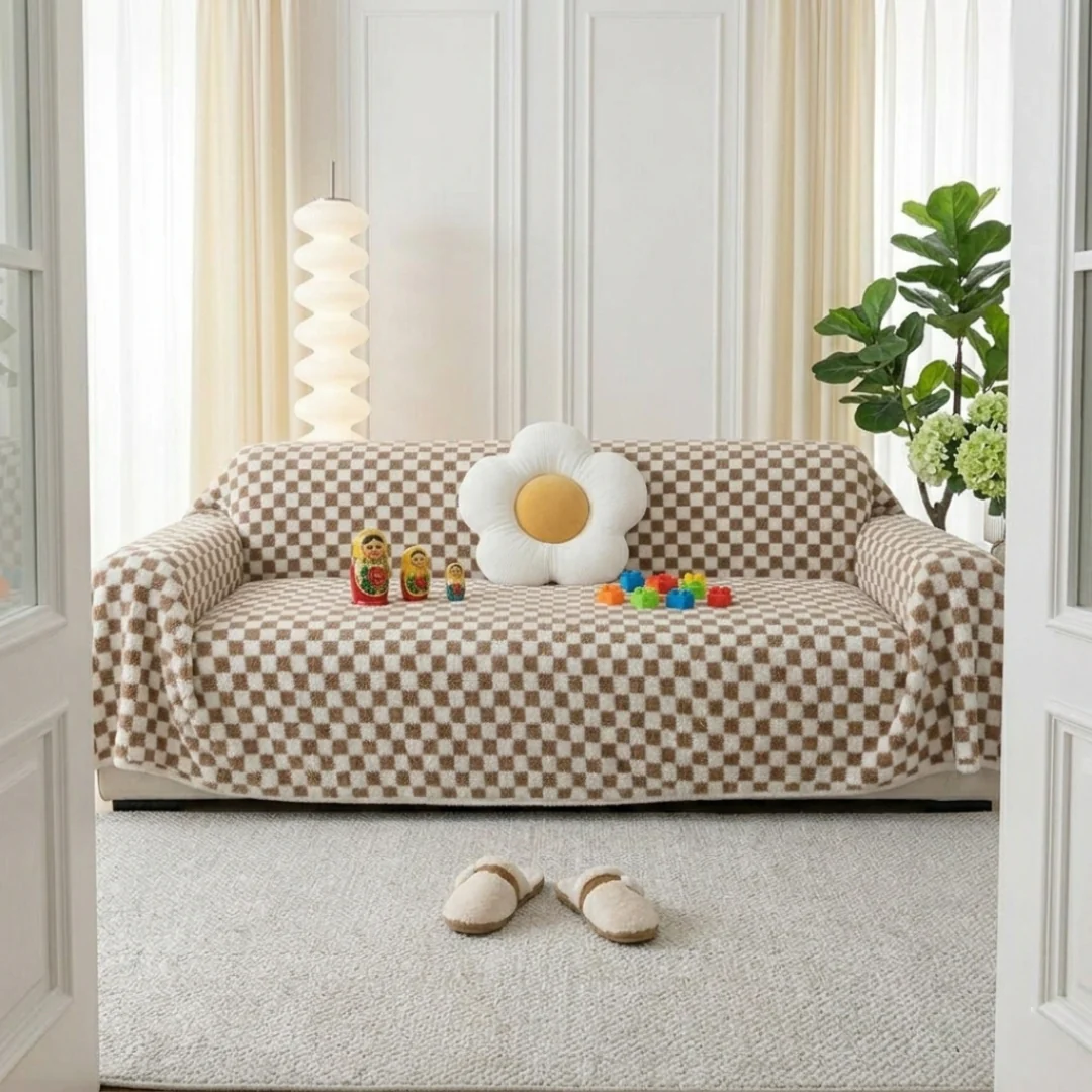 Brown Elegance Cotton Wool Sofa Cover : [EM-SC-45] - Image 4