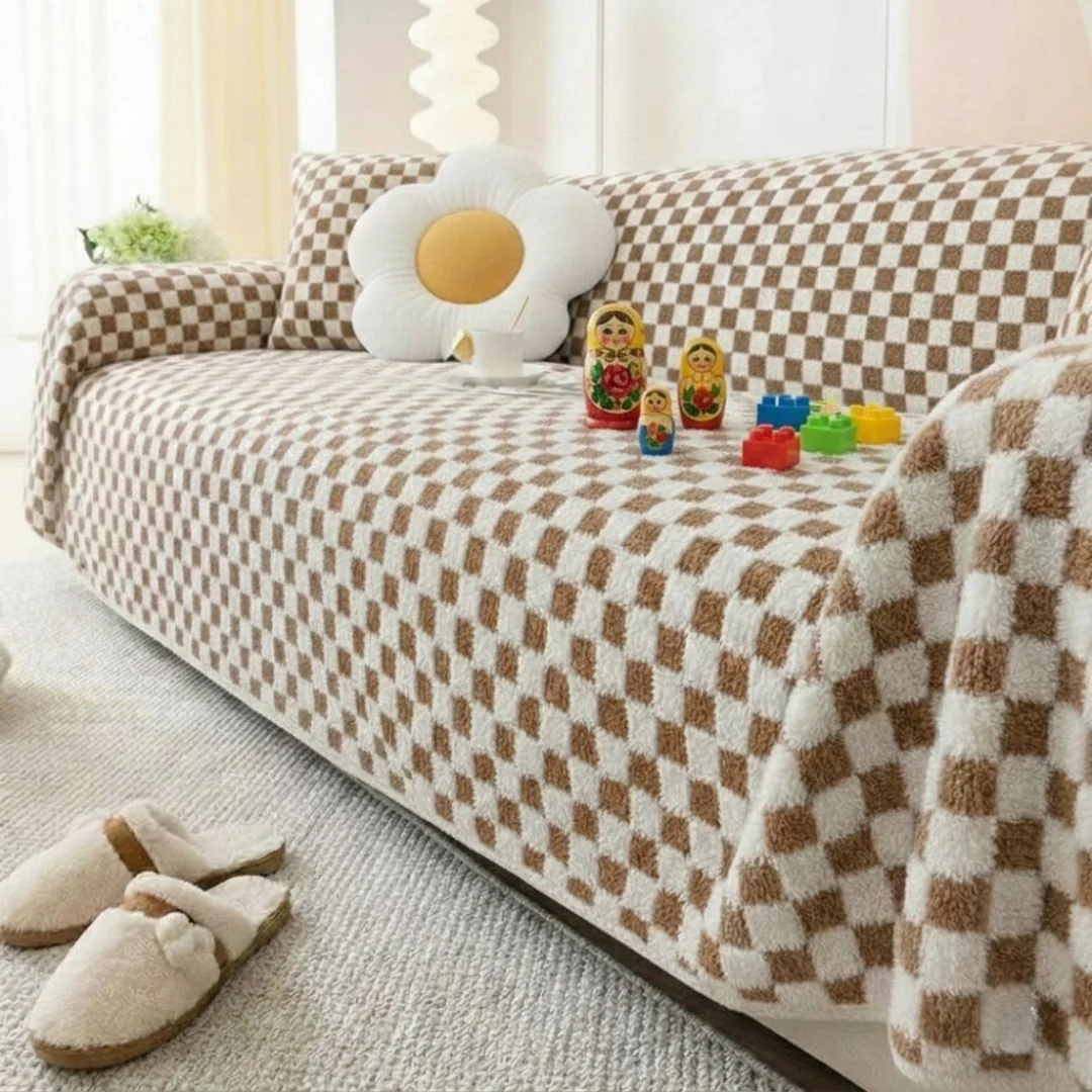 Brown Elegance Cotton Wool Sofa Cover : [EM-SC-45] - Image 5
