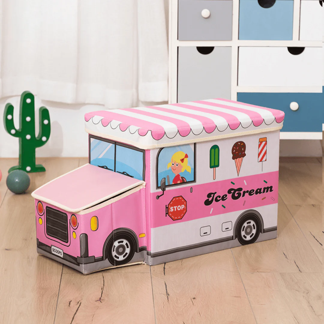 Bus-Shaped Kid's Toy Storage Box - Image 2