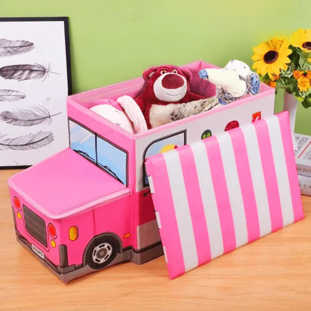 Bus-Shaped Kid's Toy Storage Box - Image 4