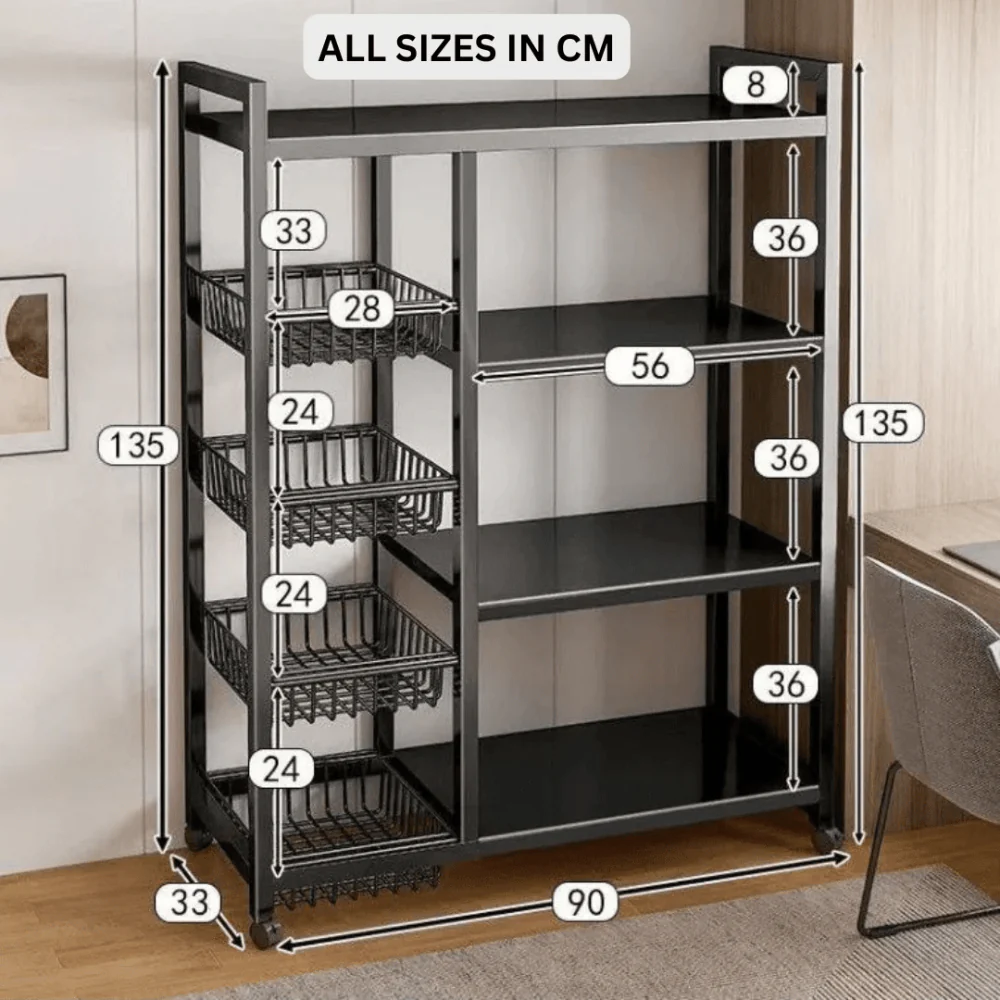 Iron 4-Tier Storage Rack with Adjustable Shelves (90cm) - Image 6