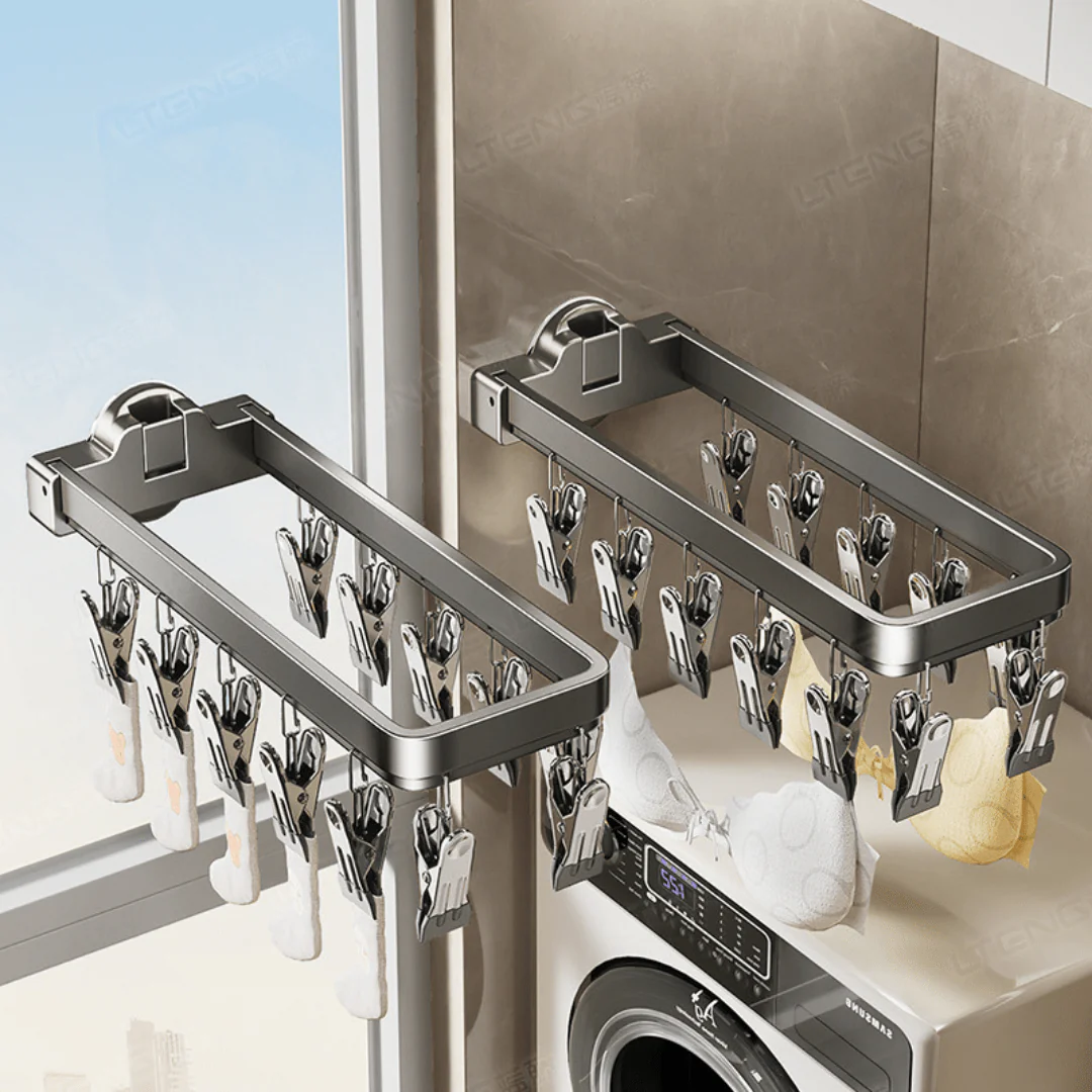 Carbon Steel Foldable Suction Cup Sock Drying Rack - Image 5