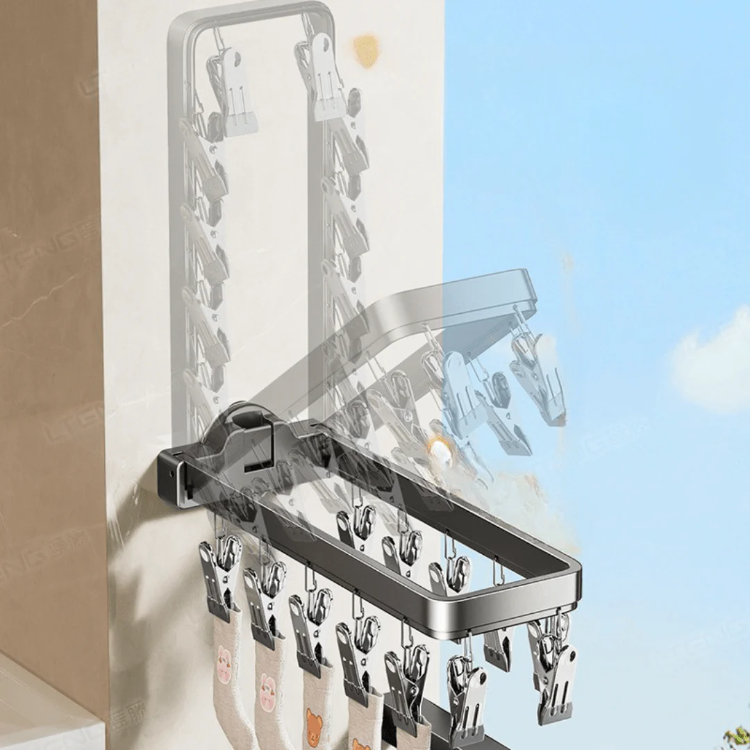 Carbon Steel Foldable Suction Cup Sock Drying Rack - Image 6