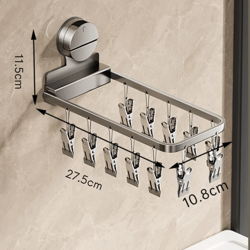 Carbon Steel Foldable Suction Cup Sock Drying Rack - Image 8