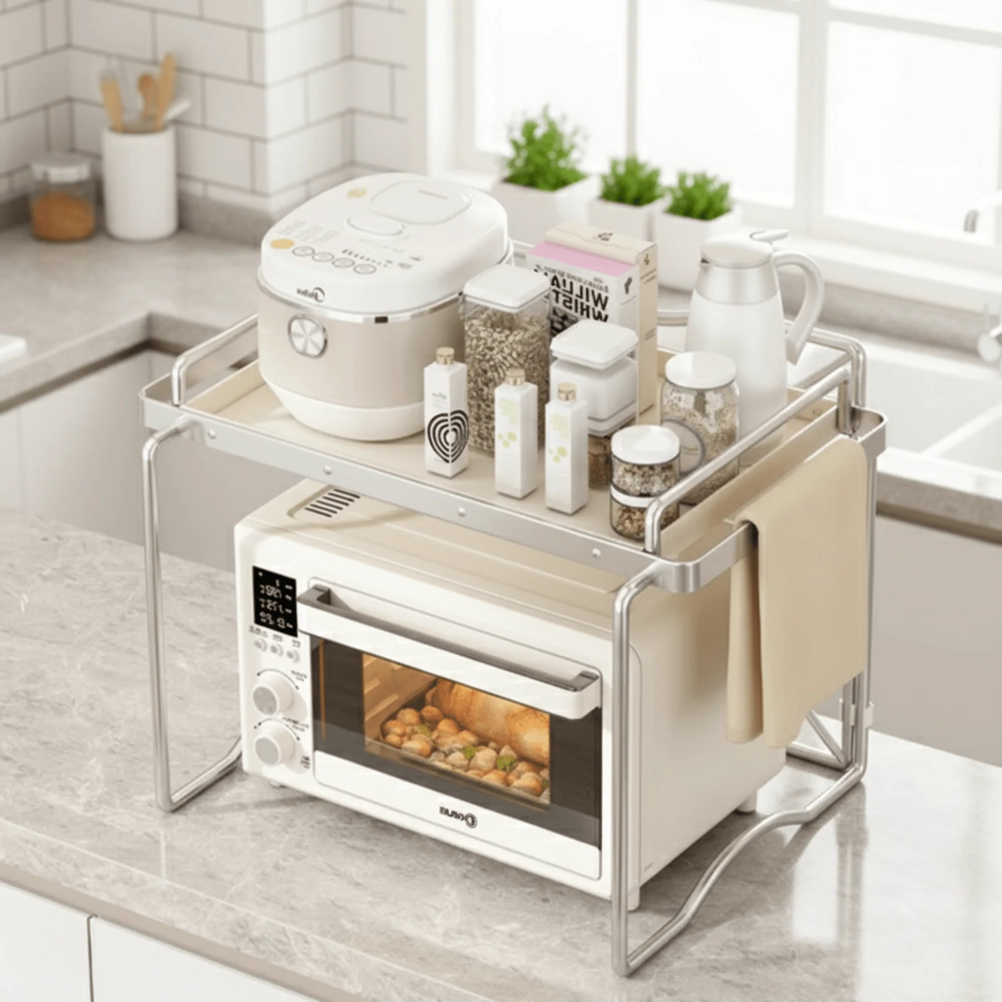 Carbon Steel Multifunctional Foldable Kitchen Storage Rack(64cm) - Image 3