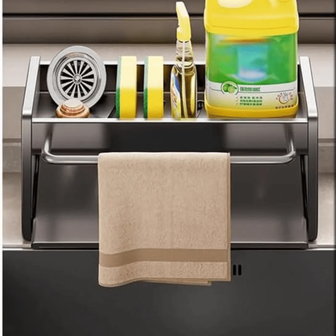 Carbon Steel Sponge & Dishcloth Holder with Auto Drain - Image 4