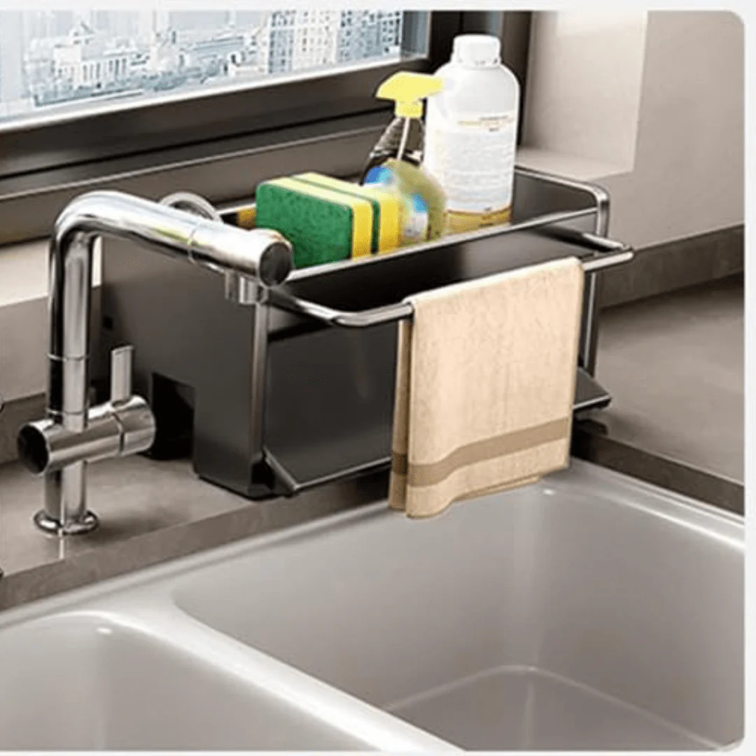 Carbon Steel Sponge & Dishcloth Holder with Auto Drain - Image 6