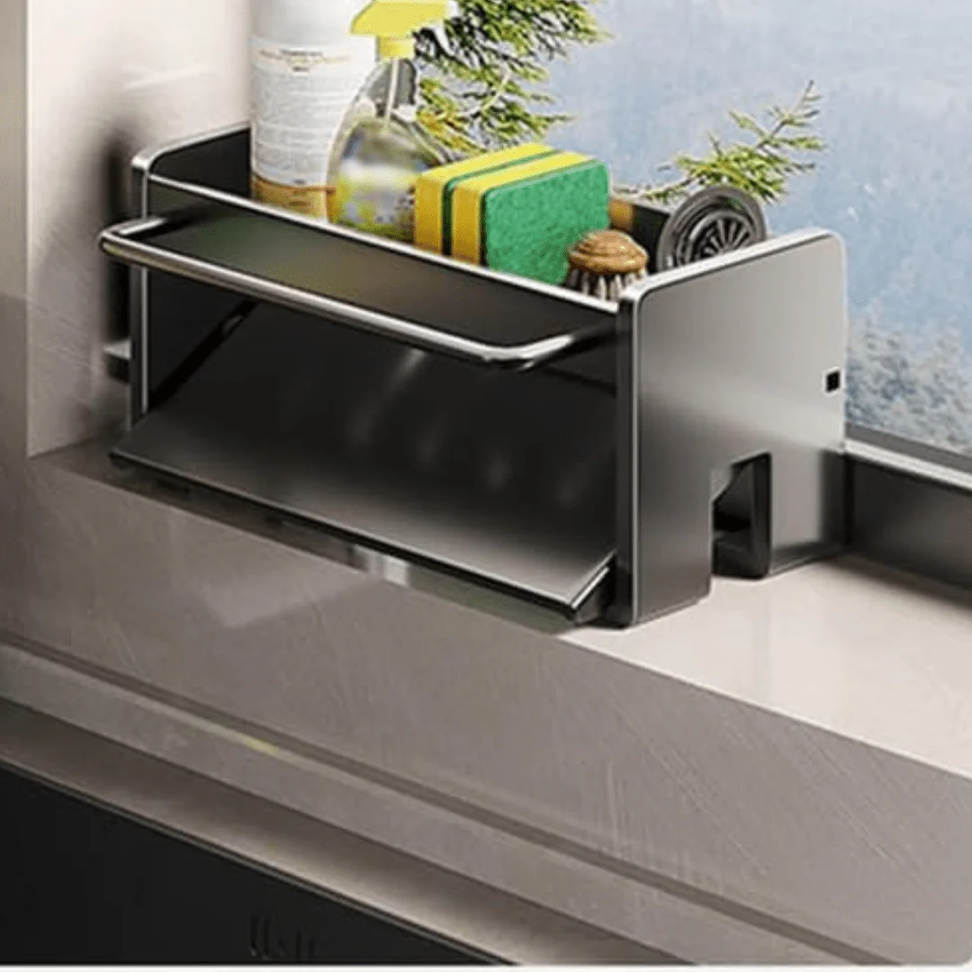 Carbon Steel Sponge & Dishcloth Holder with Auto Drain - Image 7