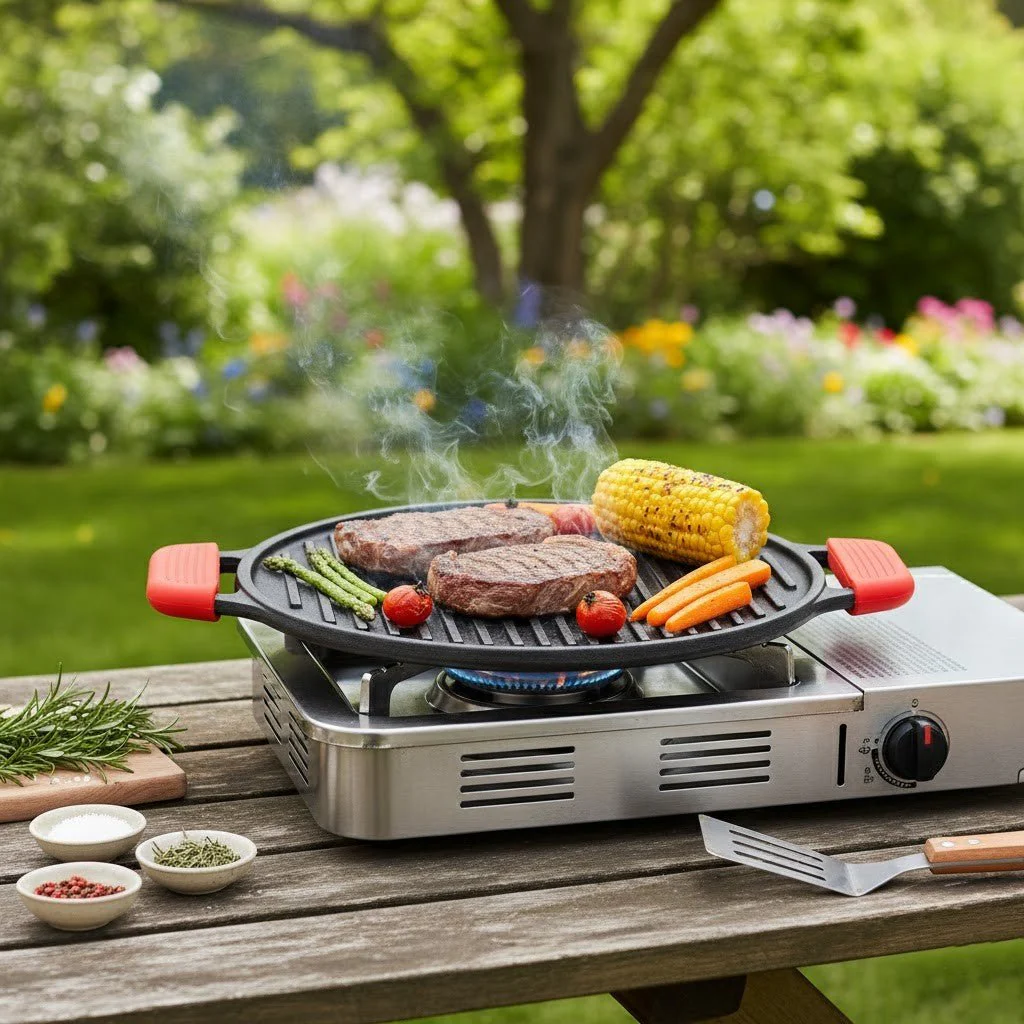 Cast Iron 2-in-1 30cm Reversible Tawa and Grill Pan - Image 8