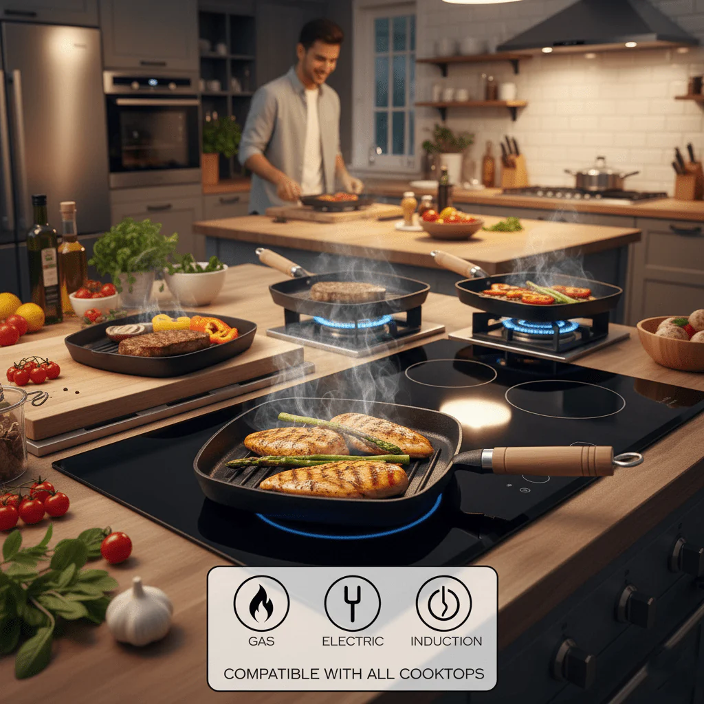 Non-Stick Cast Iron Grill Pan(22cm) - Image 8