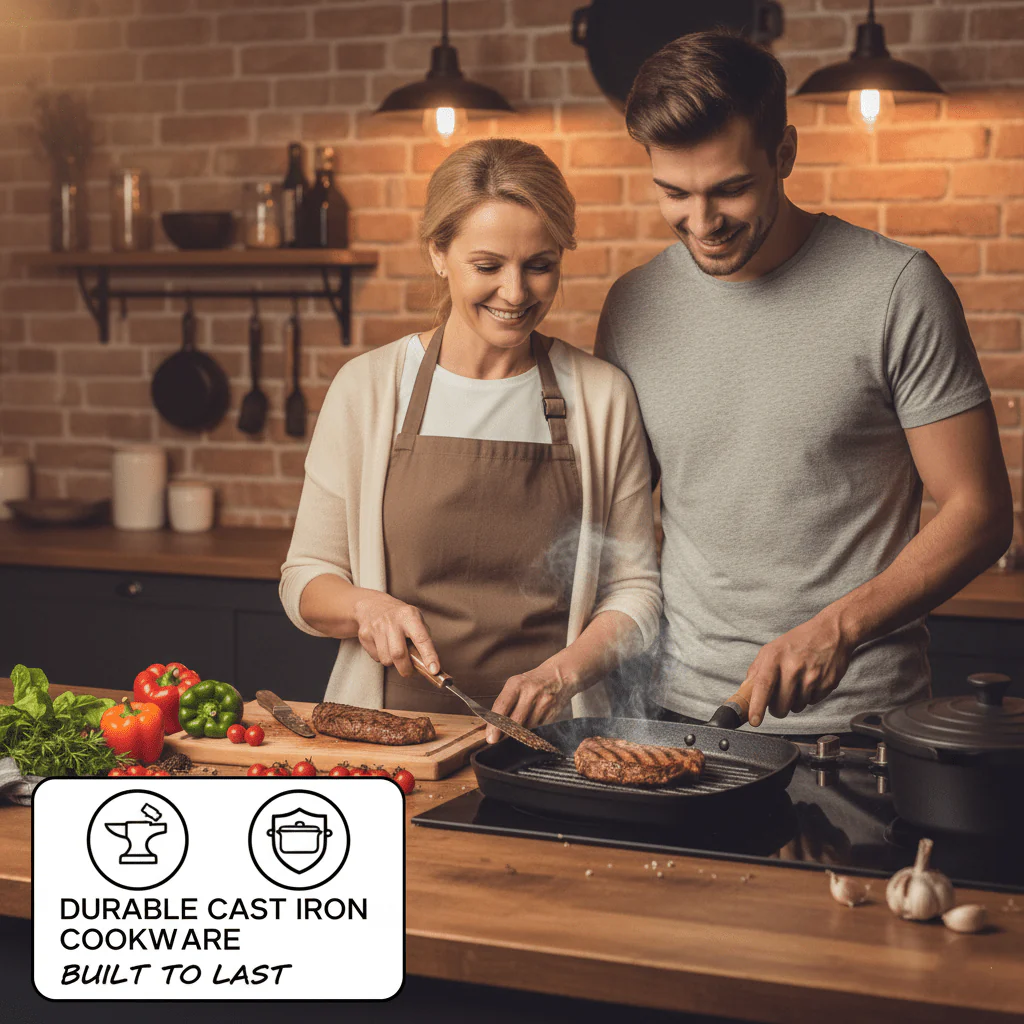 Non-Stick Cast Iron Grill Pan(22cm) - Image 9