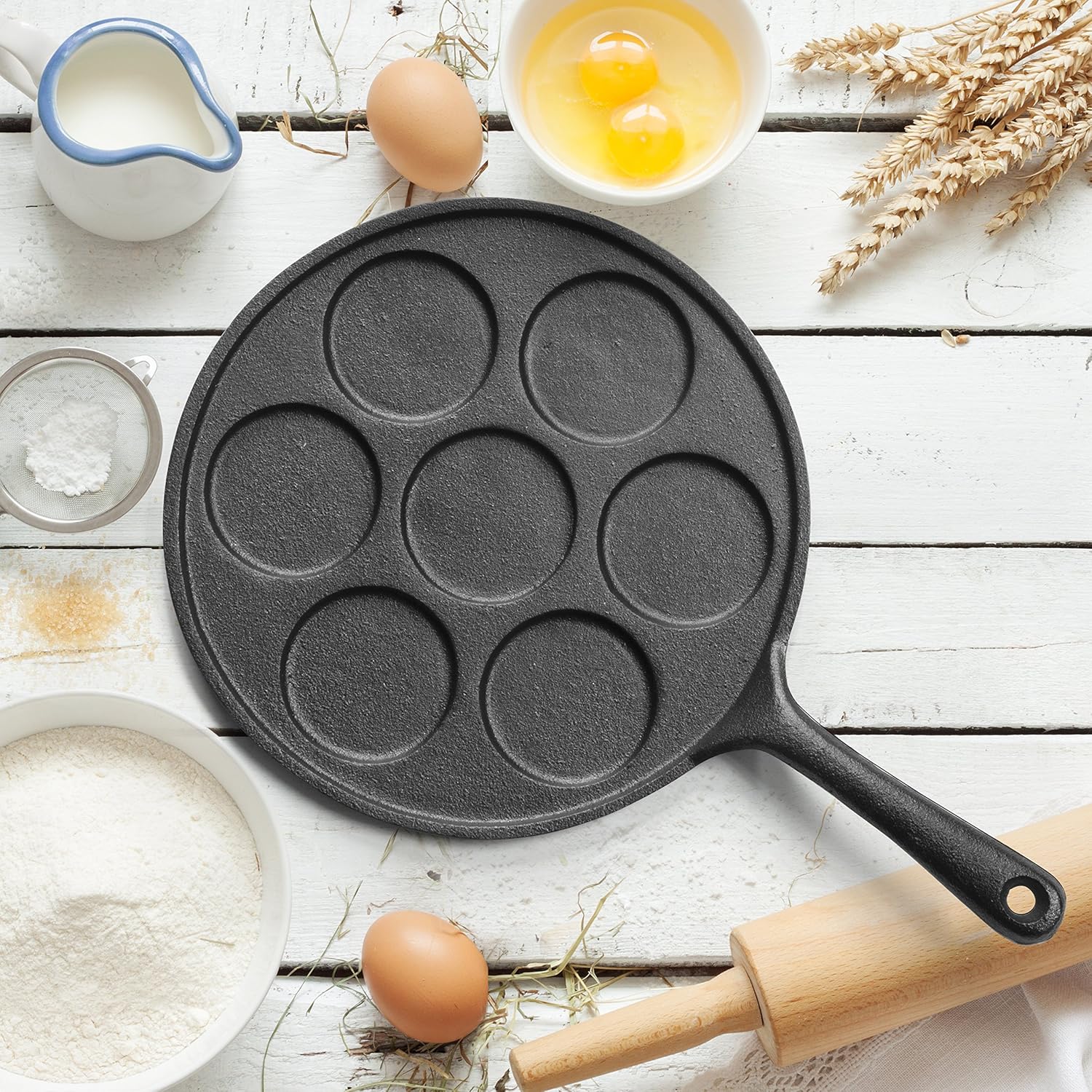 Cast Iron Mini Pancake Maker with Handle(23cm) - Image 2